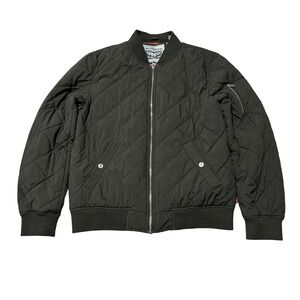 Levi's Men's Diamond Quilted Bomber Jacket Olive Nylon Medium 22 x 26